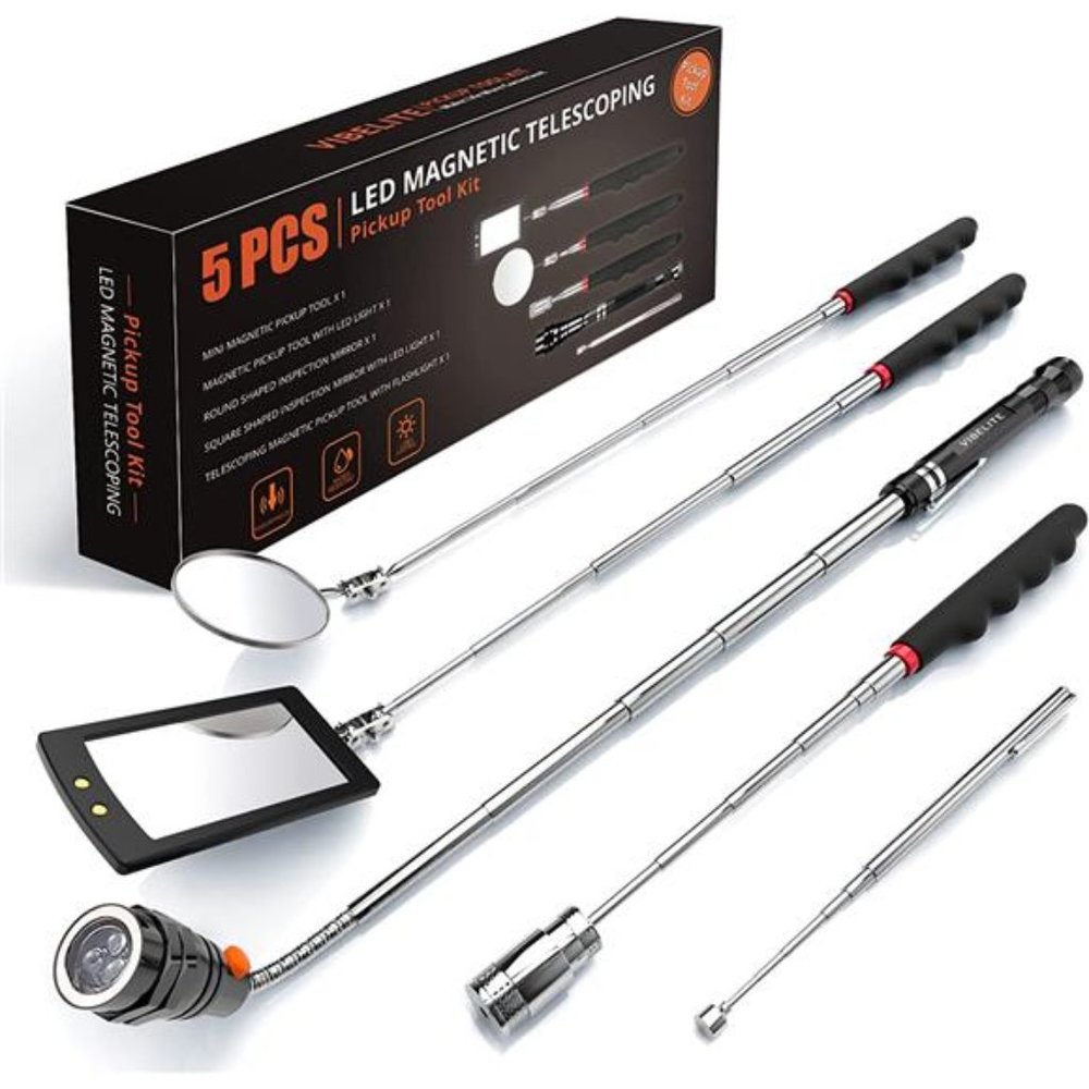 Telescoping Magnetic Pick Up Tool Kit, 360 Swivel Adjustable  Mirror & Flexible